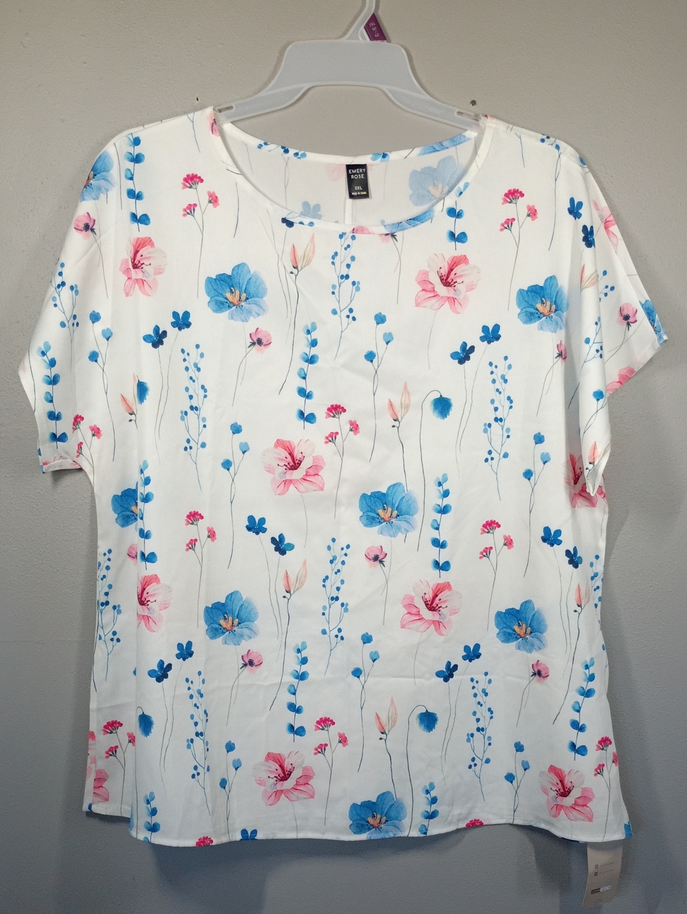 Emery Rose Floral Short-Sleeve Top Size 0XL